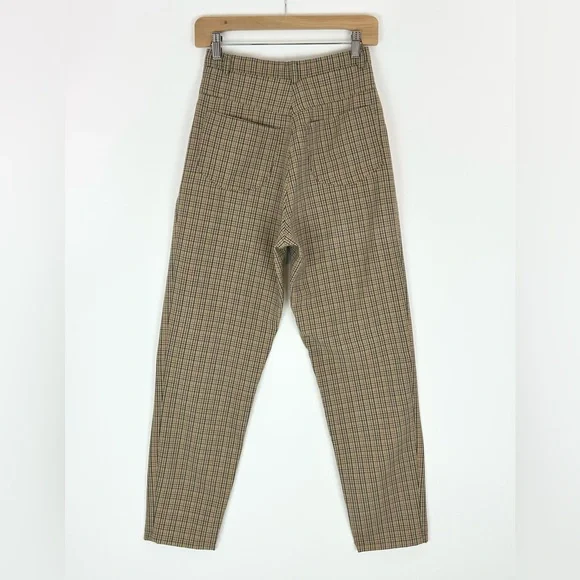 Vintage Pant Next Ladieswear high Waisted Plaid Wool Blend Ankle Trouser 8 Tall - Picture 3 of 7